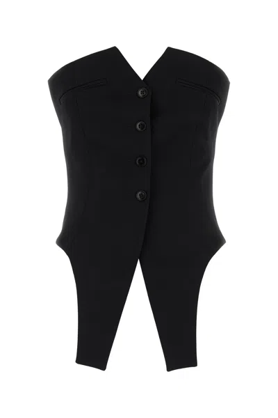 Alexander Wang Deconstructed Strapless Vest Top In Black
