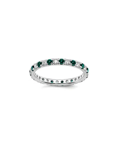 Lab Grown Gemstones 14k 1.75 Ct. Tw. Lab-grown Diamond & Lab-grown Alexandrite Eternity Ring In Metallic
