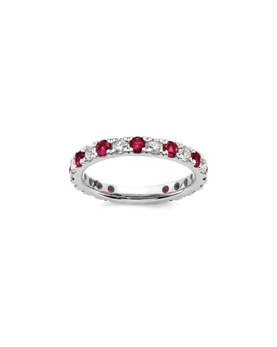 Lab Grown Gemstones 14k 1.75 Ct. Tw. Lab-grown Diamond & Lab-grown Ruby Eternity Ring