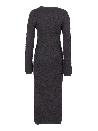 Fabiana Filippi Merino Wool Knit Dress With Embossed Effect In Gray