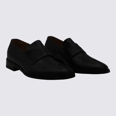 Mm6 Maison Margiela Split-toe Loafers In Black Calf Leather In Black