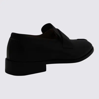 Mm6 Maison Margiela Split-toe Loafers In Black Calf Leather In Black
