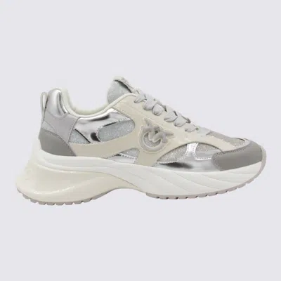 Pinko Beige And Silver Sneakers In Gray