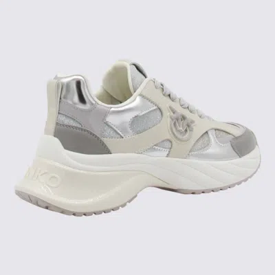 Pinko Beige And Silver Sneakers In Gray