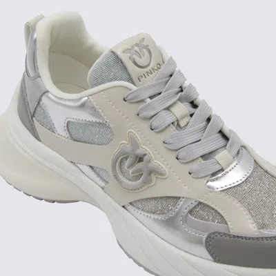 Pinko Beige And Silver Sneakers In Gray
