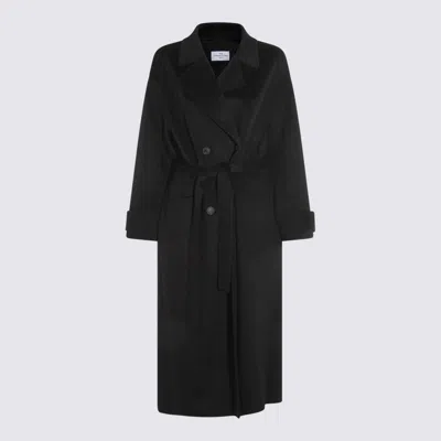 The Dynamis Studio Dark Grey Wool Coat In Black