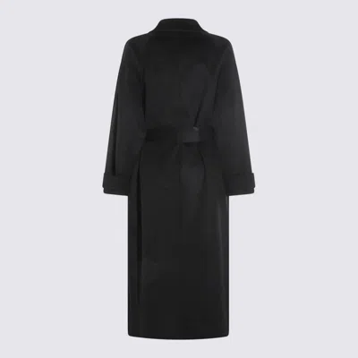 The Dynamis Studio Dark Grey Wool Coat In Black