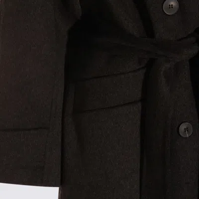 The Dynamis Studio Dark Grey Wool Coat In Black
