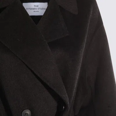 The Dynamis Studio Dark Grey Wool Coat In Black