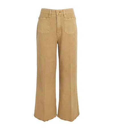 Good American Canvas Cropped Palazzo Trousers In Nude