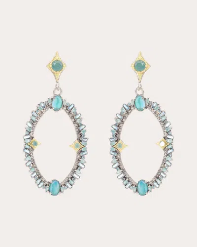 Armenta Women's Sterling Silver 18k Gold Topaz Aquamarine And Grandidierite Earrings In Metallic