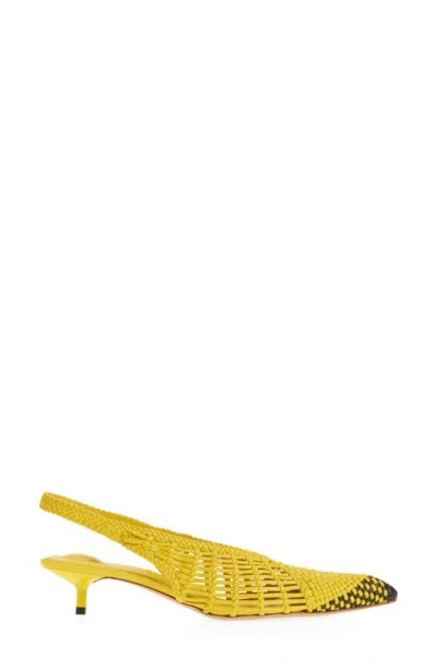 Jacquemus Woven Slingback Shoes With Pointed Toe In Yellow