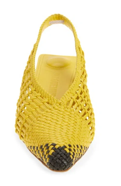 Jacquemus Woven Slingback Shoes With Pointed Toe In Yellow