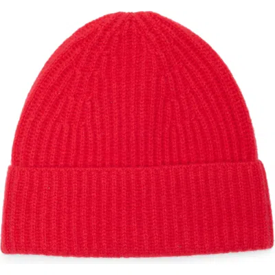 Nordstrom Rack Cashmere Ribbed Beanie In Red