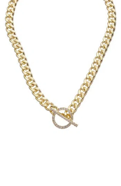 Juvell Cubic Zirconia Toggle Curb Chain Necklace In Gold