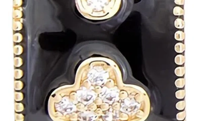 Juvell Cubic Zirconia Clover Enamel Huggie Hoop Earrings In Gold