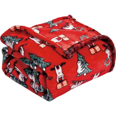 Luxury Home Christmas Sloth Plush Fleece Throw Blanket In Red