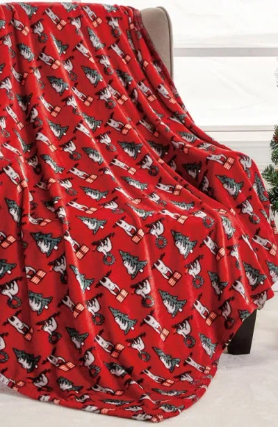 Luxury Home Christmas Sloth Plush Fleece Throw Blanket In Red