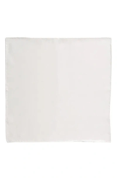 Thom Sweeney Silk Pocket Square In White