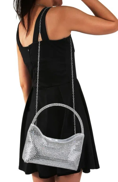 Berness Rhinestone Beaded Shoulder Bag In Silver