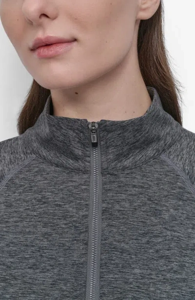 Dkny Sport Women's Space-dyed Half-zip Raglan-sleeve Top In Gray