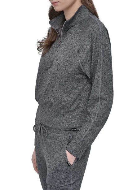 Dkny Sport Women's Space-dyed Half-zip Raglan-sleeve Top In Gray