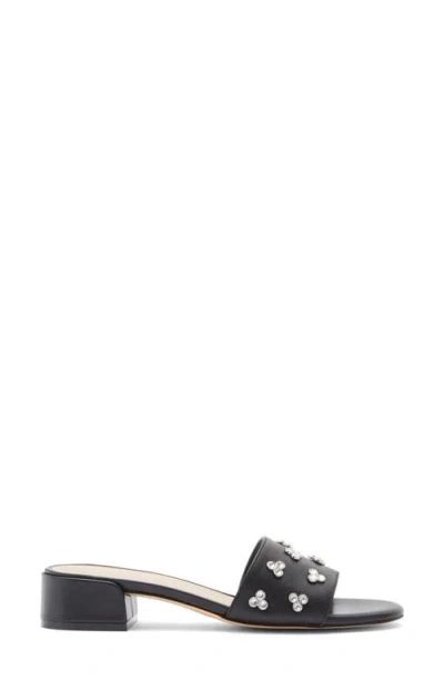 Stuart Weitzman Tammy Crystal Slide Sandal In Black