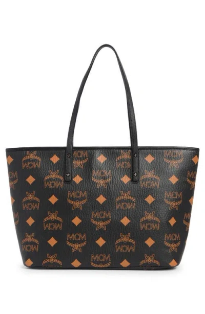 Mcm Medium Aren Shopper In Maxi Monogram Visetos In Black