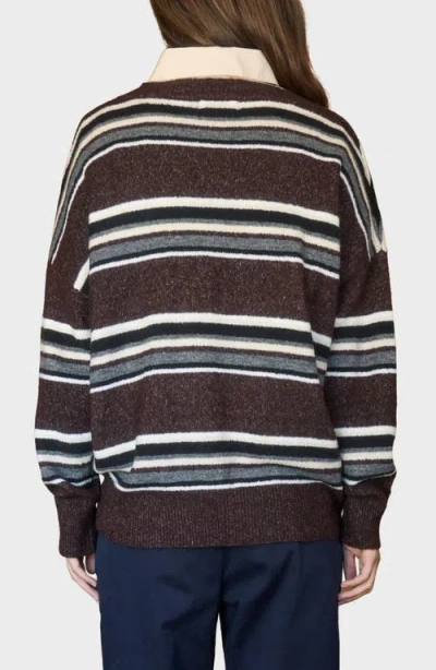 Blu Pepper Pullover V-neck Sweater In Brown