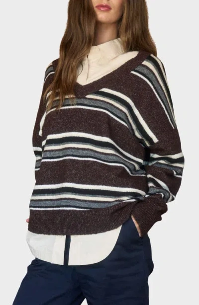 Blu Pepper Pullover V-neck Sweater In Brown