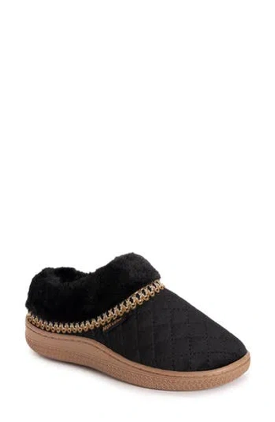 Muk Luks Charlee Faux Fur Clog Slipper In Black