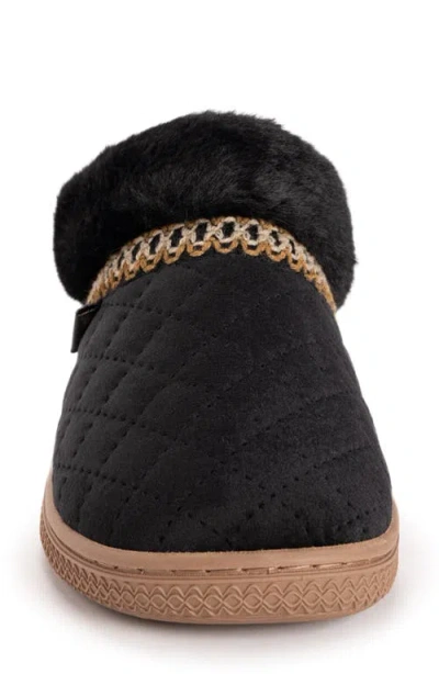 Muk Luks Charlee Faux Fur Clog Slipper In Black