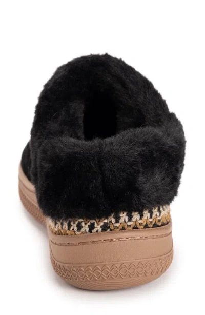 Muk Luks Charlee Faux Fur Clog Slipper In Black