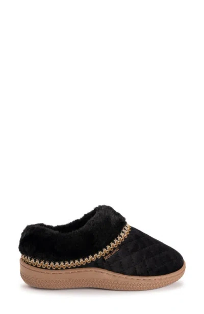 Muk Luks Charlee Faux Fur Clog Slipper In Black