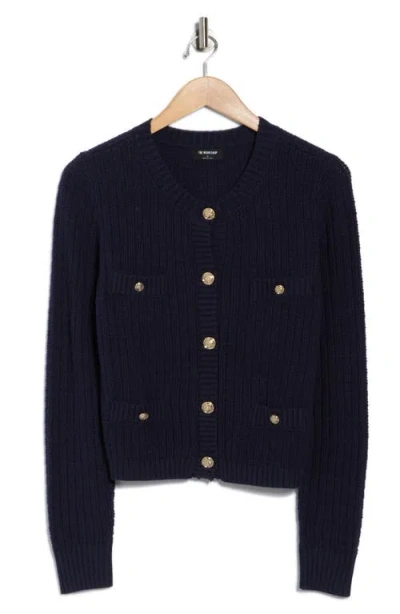 Blu Pepper Button Front Cardigan In Blue