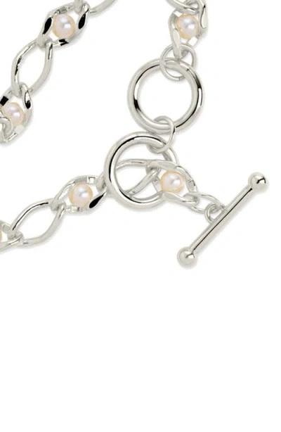 Sterling Forever 14k Gold Plated Amedea Synthetic Pearl Chain Bracelet In Metallic