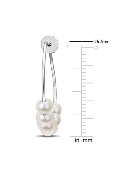 Delmar Sterling Silver Cultured Freshwater Pearl Beaded Hoop Earrings In Metallic