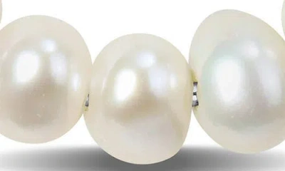 Delmar Sterling Silver Cultured Freshwater Pearl Beaded Hoop Earrings In Metallic