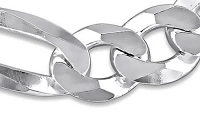 Delmar Flat Figaro Chain Necklace & Bracelet Set In Silver