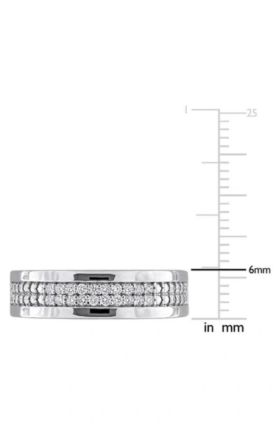 Delmar Sterling Silver Pavé Lab Grown Diamond Band Ring In Metallic