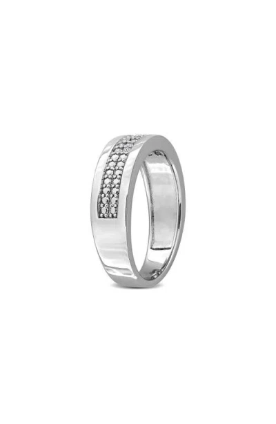 Delmar Sterling Silver Pavé Lab Grown Diamond Band Ring In Metallic