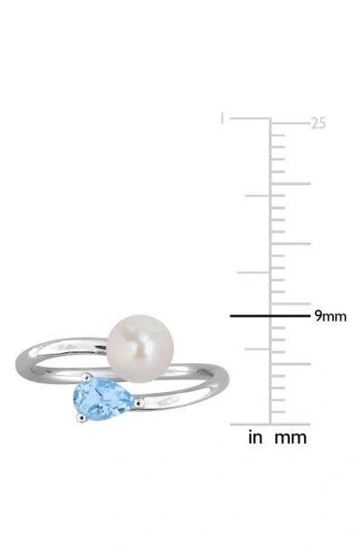 Delmar 6-6.5mm Cultured Freshwater Pearl & Stone Bypass Ring In Metallic