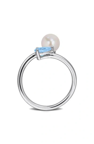 Delmar 6-6.5mm Cultured Freshwater Pearl & Stone Bypass Ring In Metallic
