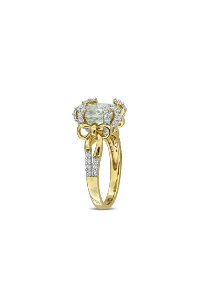 Delmar Green Quartz & White Topaz Ring In Gold