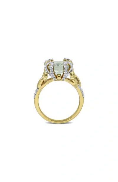 Delmar Green Quartz & White Topaz Ring In Gold