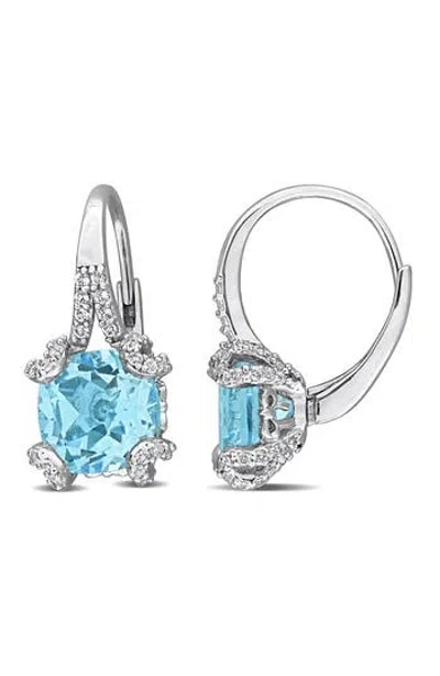 Delmar Cushion Cut Semiprecious Stone Lever-back Earrings In White