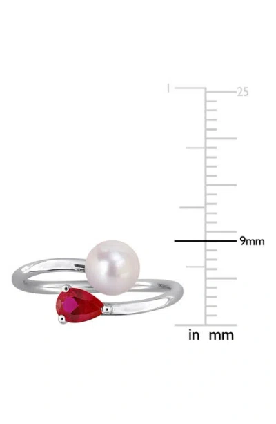 Delmar 6-6.5mm Cultured Freshwater Pearl & Stone Bypass Ring In White