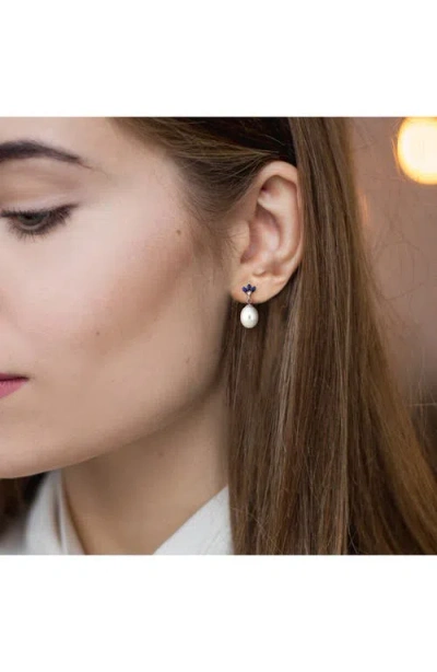 Delmar 9-9.5mm Cultured Freshwater Pearl & Diamond Drop Earrings In White