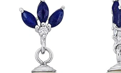 Delmar 9-9.5mm Cultured Freshwater Pearl & Diamond Drop Earrings In White