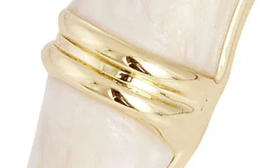 Savvy Cie Jewels 18k Yellow Gold Plated Enamel Open Bamboo-style Design Bangle Bracelet In Yellow